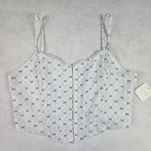 Altar'd State White And Blue Bow Top